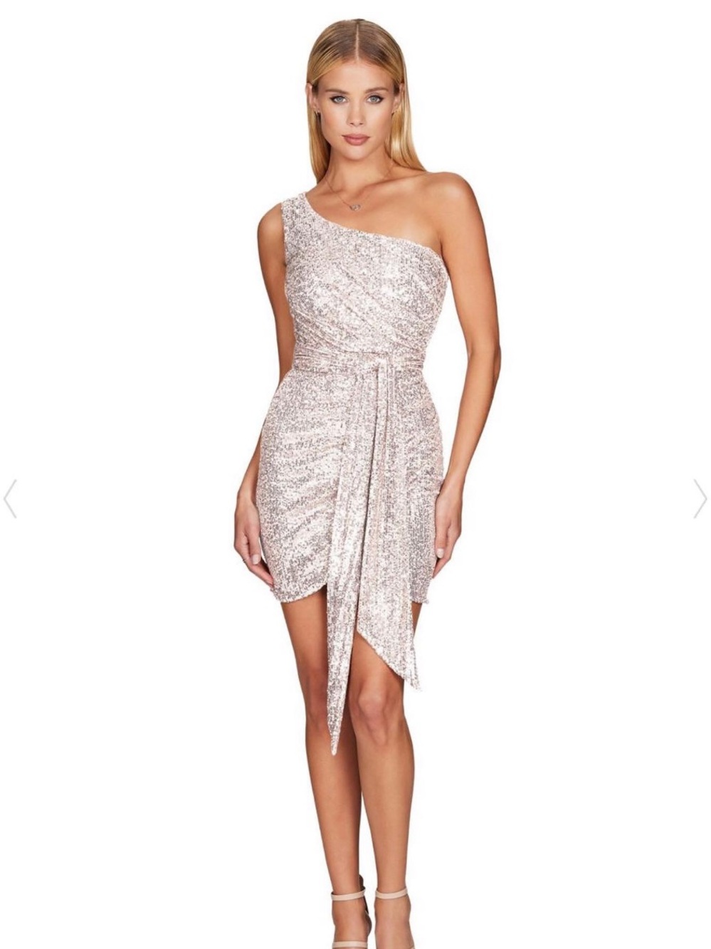 Nookie One-Shoulder Mini Dress in Silver